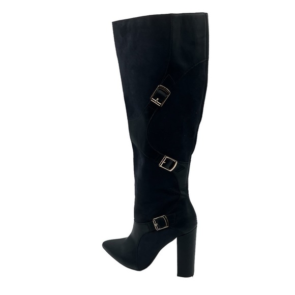 JUSTFAB Blue Yelda Buckle Tall Heeled Pointed Toe Boots Size 9.5 Women's - Picture 6 of 12